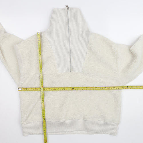 Marks and Spencer Womens Ivory Fleece 1/2 Zip High Neck Jumper M