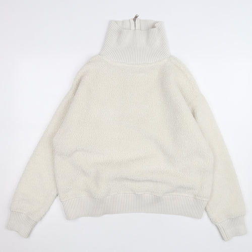 Marks and Spencer Womens Ivory Fleece 1/2 Zip High Neck Jumper M