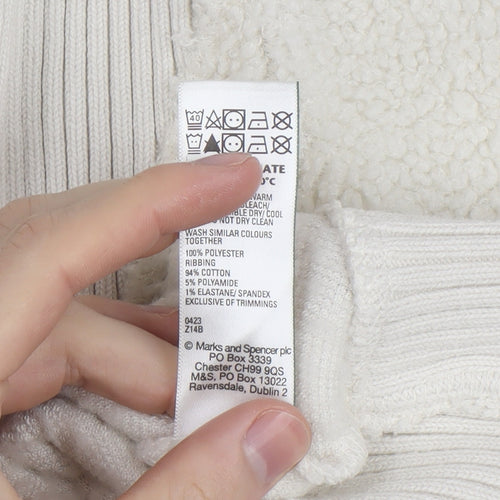 Marks and Spencer Womens Ivory Fleece 1/2 Zip High Neck Jumper M