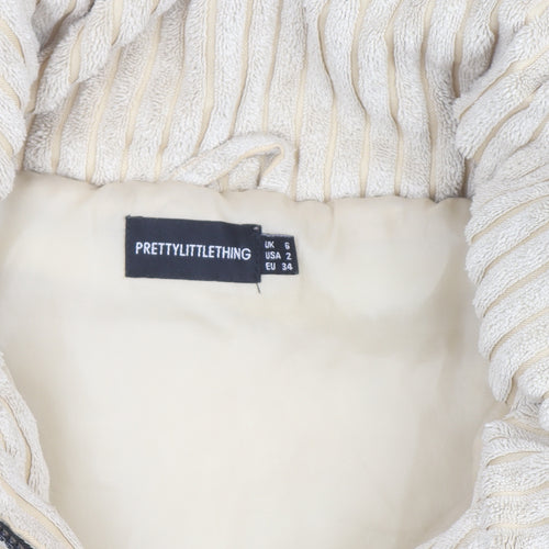 PrettyLittleThing Women’s Beige Corduroy Puffer Jacket UK 6