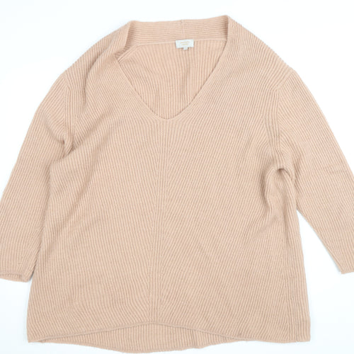 Modern Rarity Women’s Beige Wool Alpaca V-Neck Jumper M