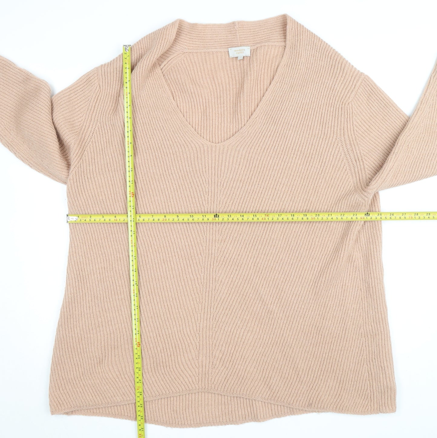 Modern Rarity Women’s Beige Wool Alpaca V-Neck Jumper M