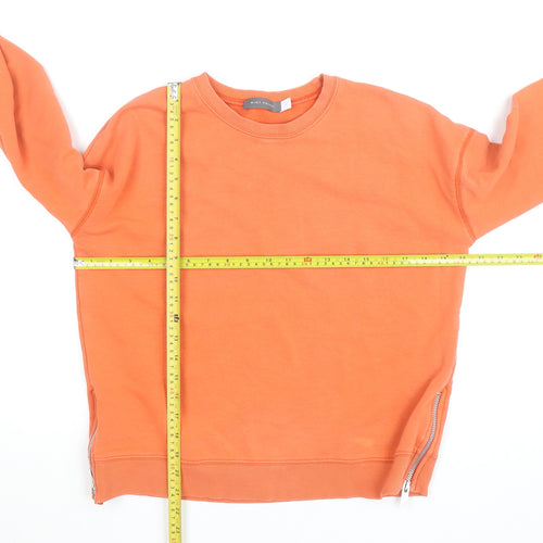 Mint Velvet Unisex Orange Crew Neck Zip Accent Cotton Sweatshirt Size S