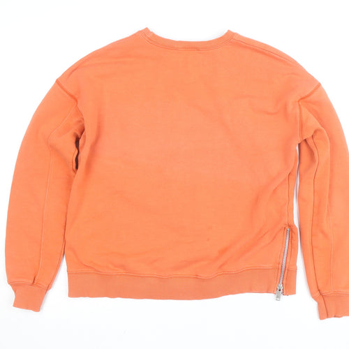 Mint Velvet Unisex Orange Crew Neck Zip Accent Cotton Sweatshirt Size S