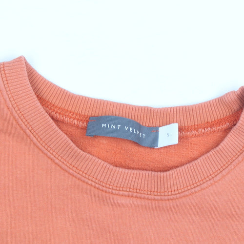 Mint Velvet Unisex Orange Crew Neck Zip Accent Cotton Sweatshirt Size S
