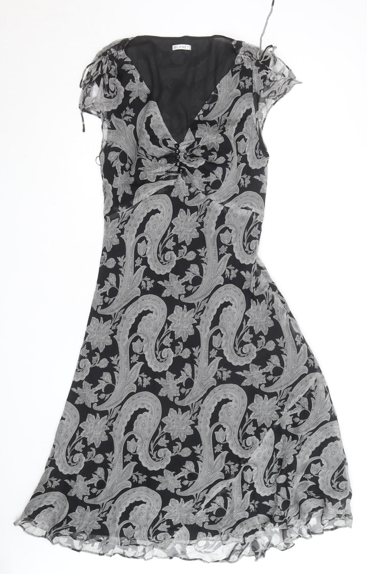 Planet Women’s Black Paisley Fit & Flare Midi Dress Size 12