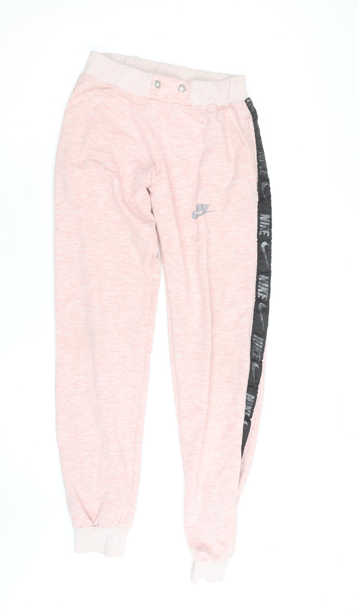 Nike Women's Pink Jogger Sweatpants L Elastic Waist Tapered Fit