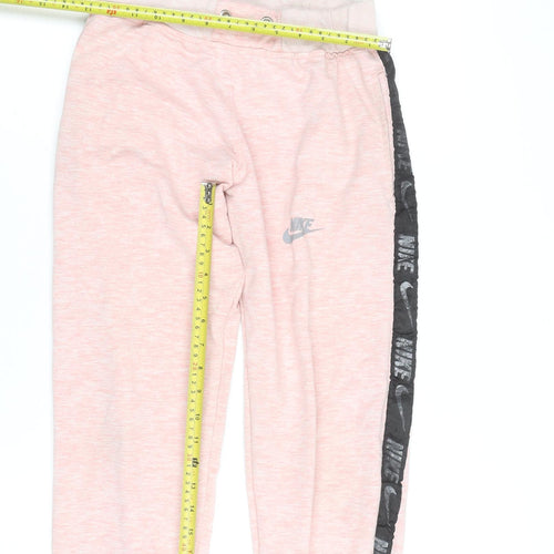 Nike Women's Pink Jogger Sweatpants L Elastic Waist Tapered Fit