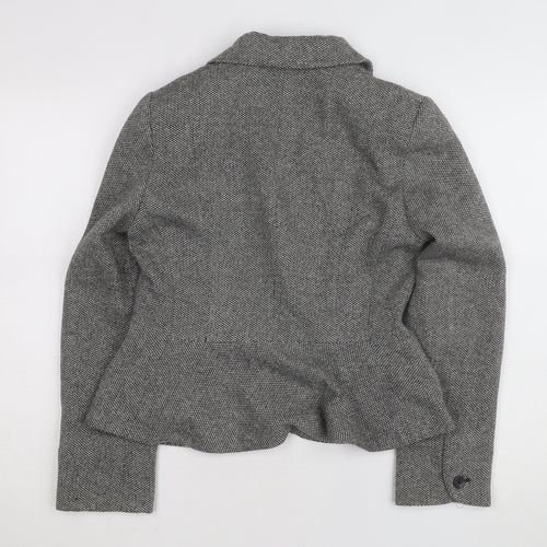Monsoon Women Grey Tweed Single-Breasted Blazer UK 12 Classic Fit
