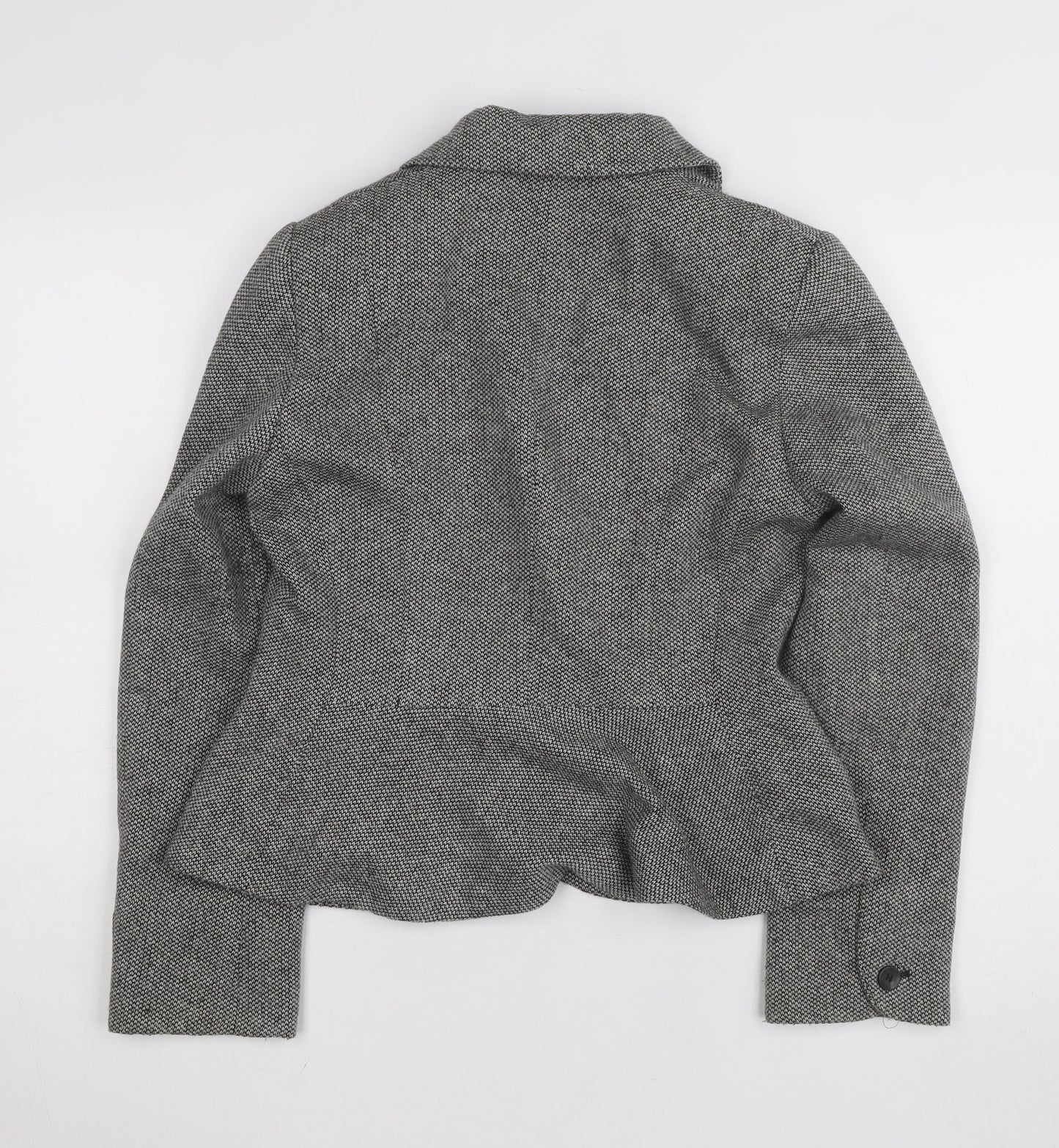 Monsoon Women Grey Tweed Single-Breasted Blazer UK 12 Classic Fit