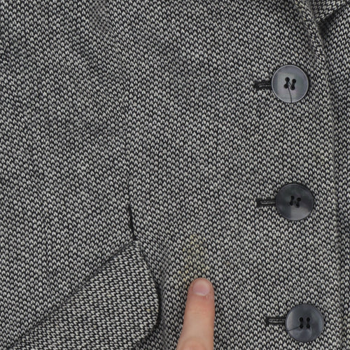 Monsoon Women Grey Tweed Single-Breasted Blazer UK 12 Classic Fit