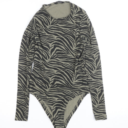 New Look Women’s Green Zebra Print Long Sleeve Bodysuit UK 8