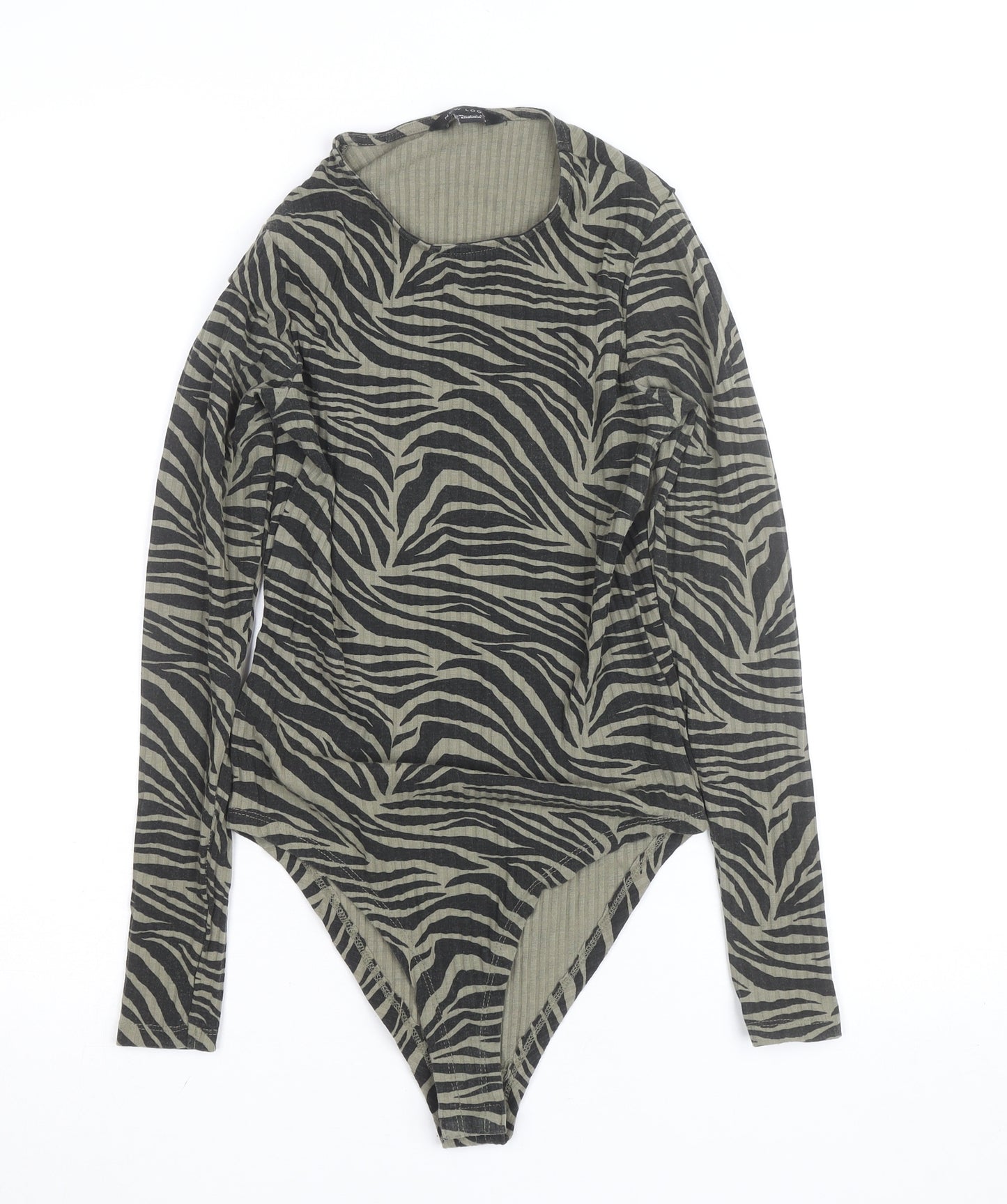 New Look Women’s Green Zebra Print Long Sleeve Bodysuit UK 8