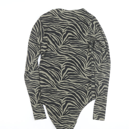 New Look Women’s Green Zebra Print Long Sleeve Bodysuit UK 8