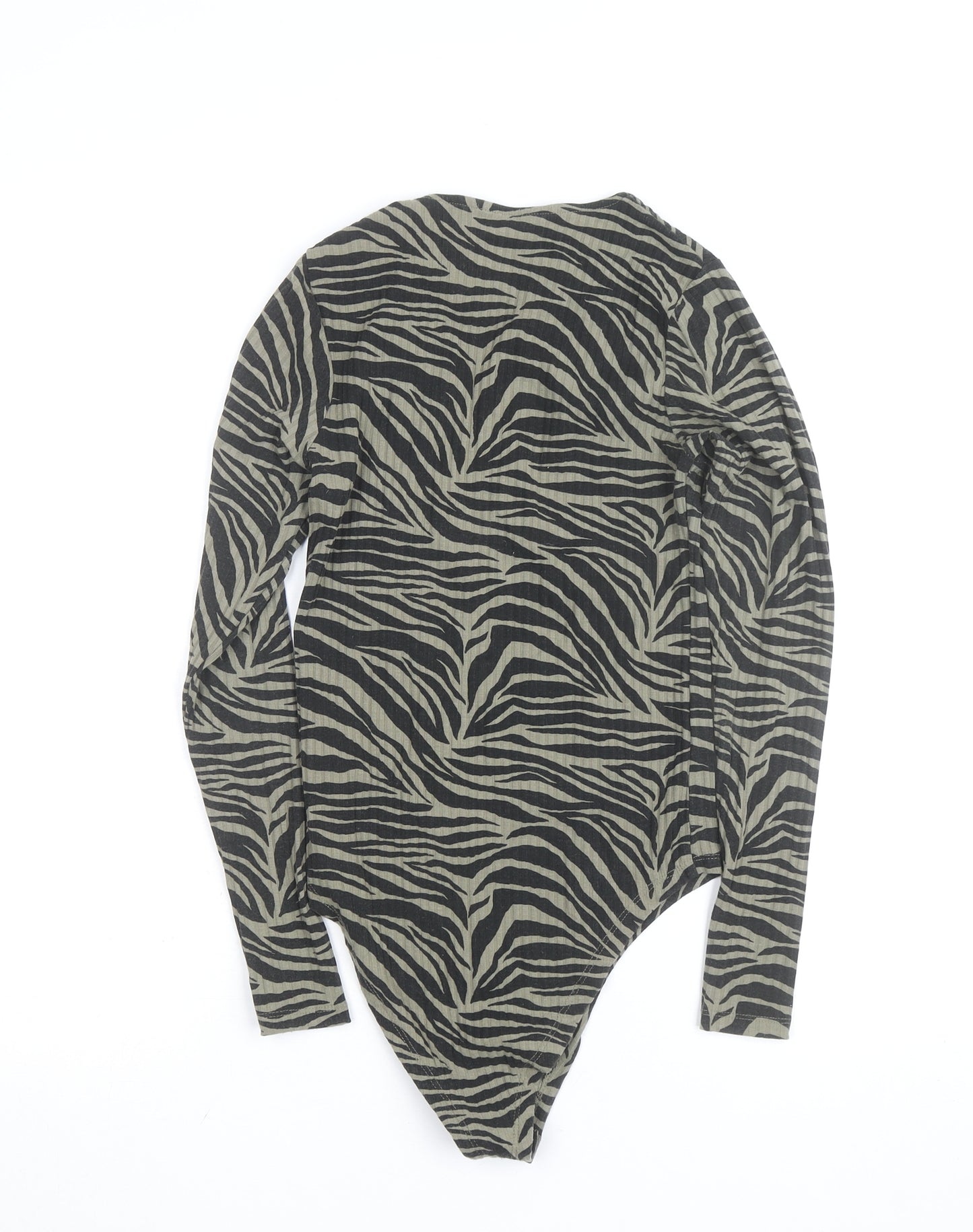 New Look Women’s Green Zebra Print Long Sleeve Bodysuit UK 8