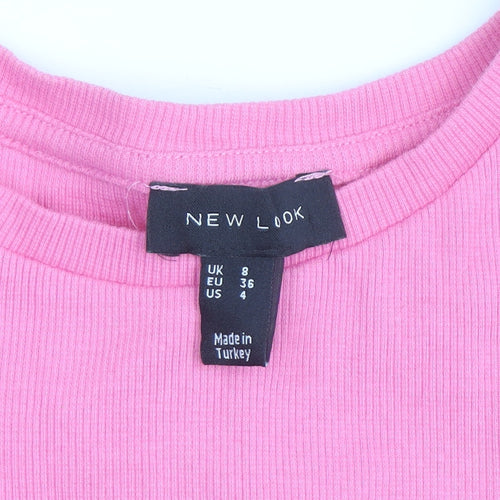 New Look Women's Pink Ruffle Sleeve Stretch Bodysuit Size 8