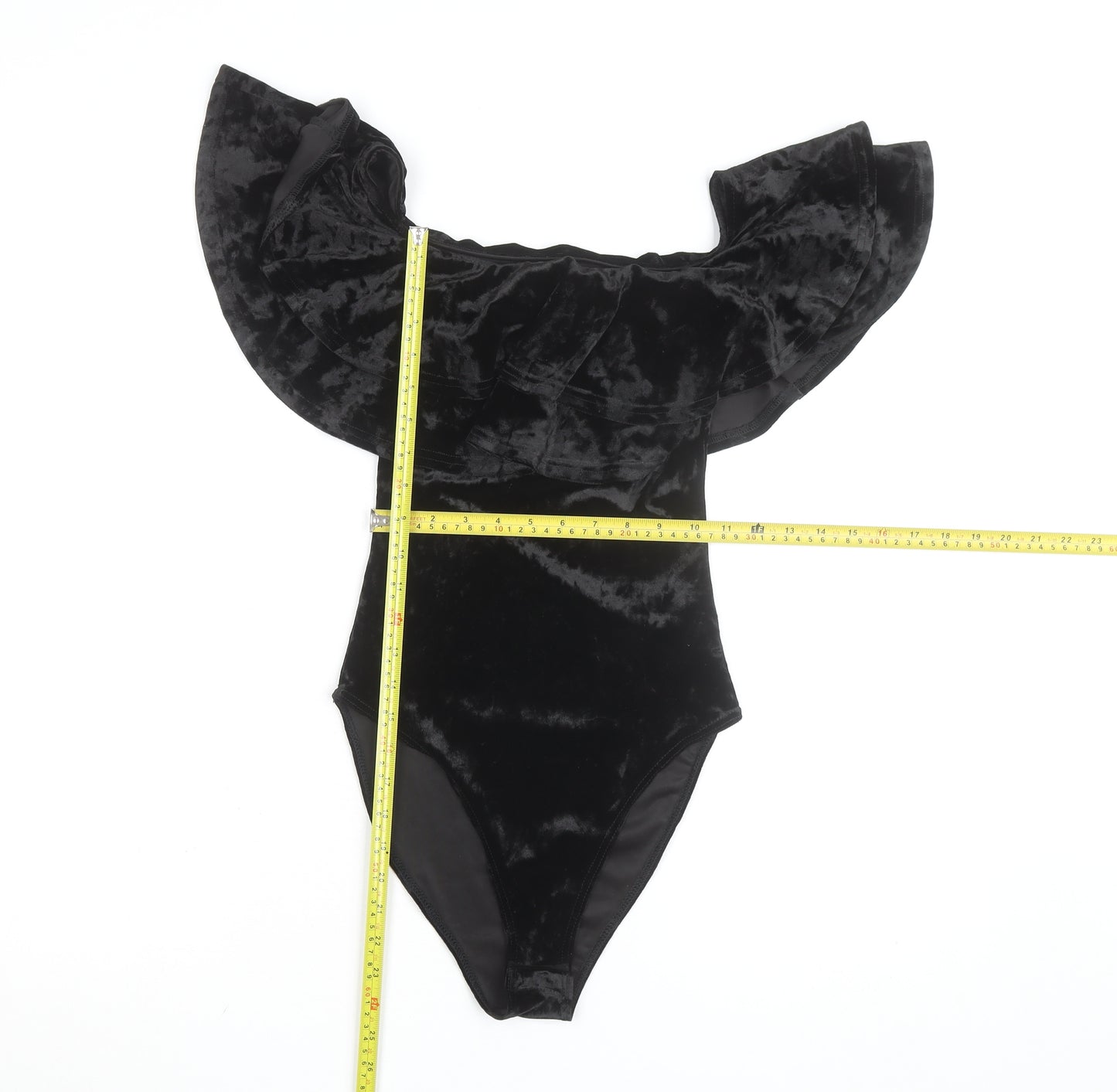 New Look Women's Black Velvet Off Shoulder Bodysuit Size 10