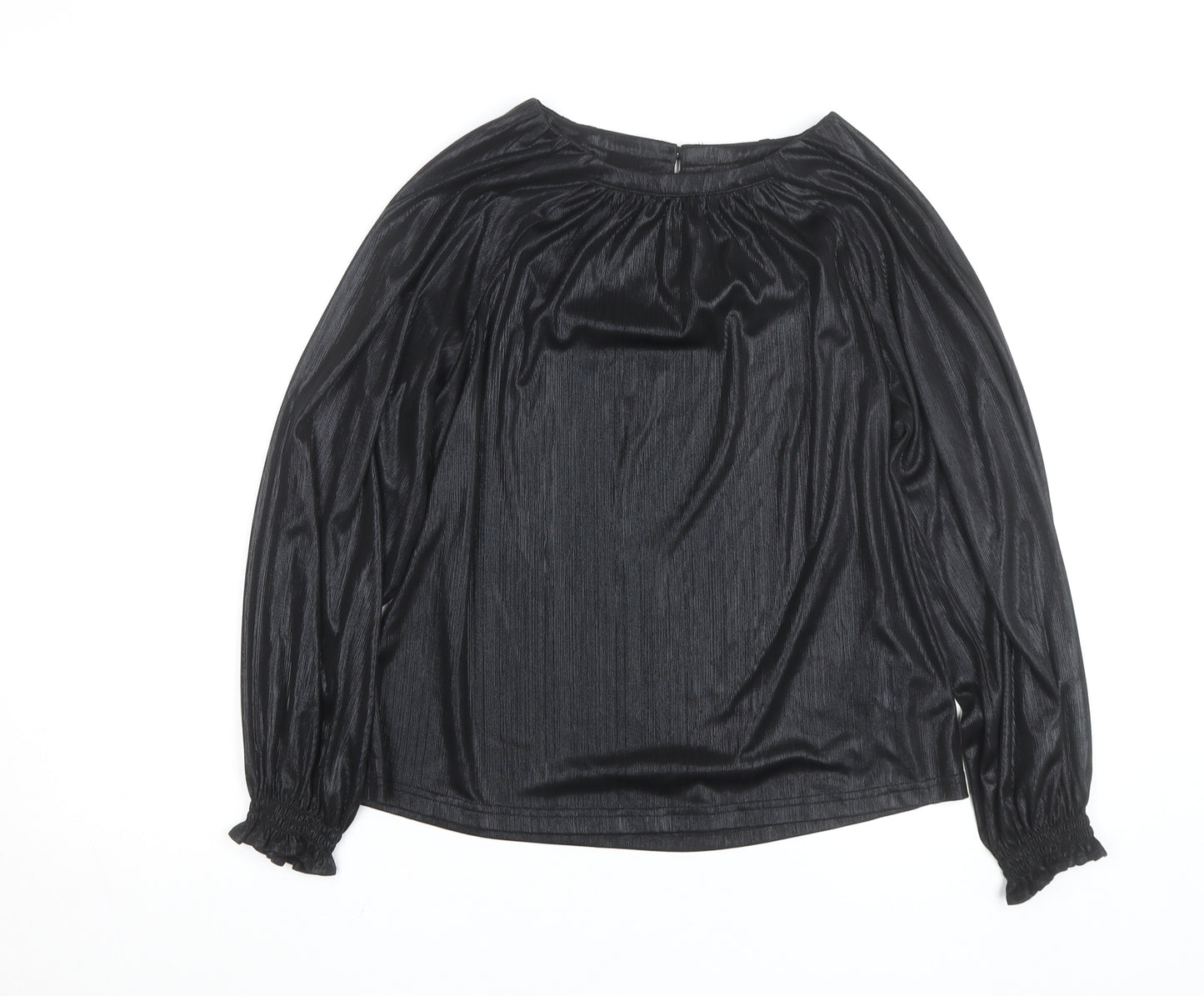 Gallery Women's Black Long Sleeve Tunic Blouse UK 12