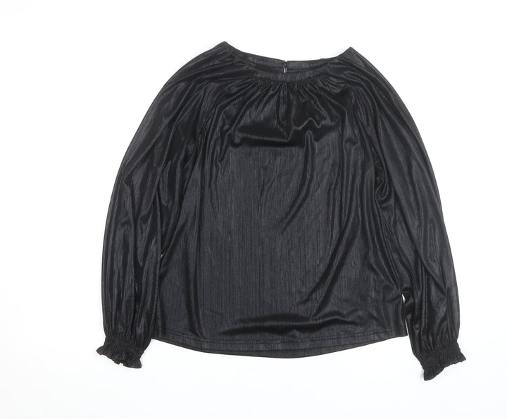 Gallery Women's Black Long Sleeve Tunic Blouse UK 12