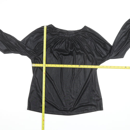 Gallery Women's Black Long Sleeve Tunic Blouse UK 12