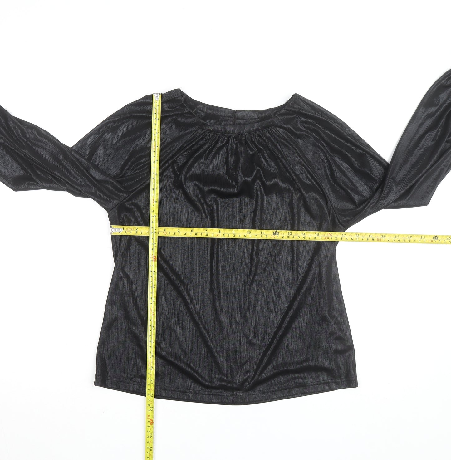 Gallery Women's Black Long Sleeve Tunic Blouse UK 12