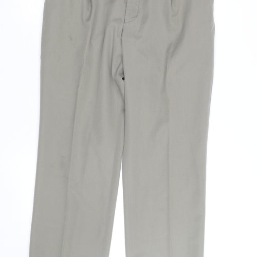 Remus Uomo Men's Grey 36S Wool Blend Formal Dress Trousers