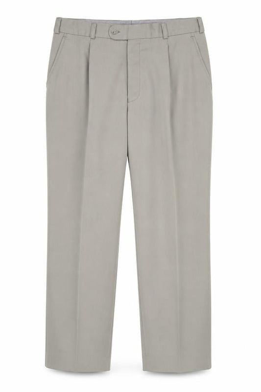 Front view of Remus Uomo Men's Grey 36S Wool Blend Formal Dress Trousers