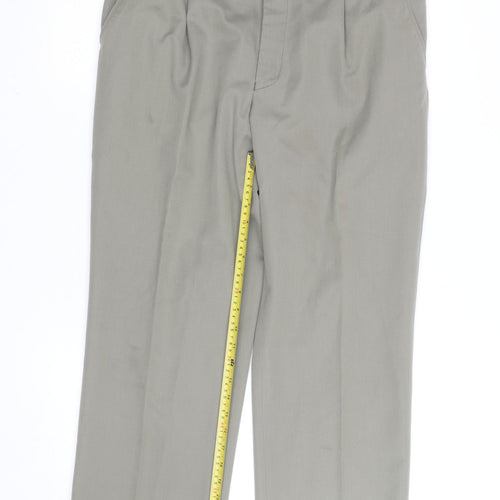 Remus Uomo Men's Grey 36S Wool Blend Formal Dress Trousers