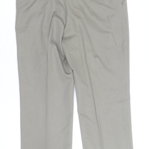 Remus Uomo Men's Grey 36S Wool Blend Formal Dress Trousers