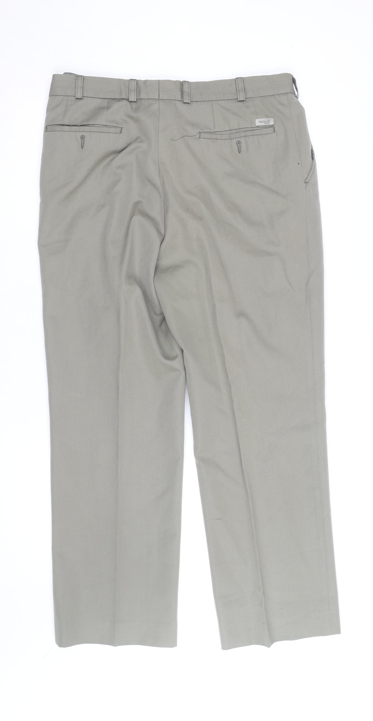 Remus Uomo Men's Grey 36S Wool Blend Formal Dress Trousers