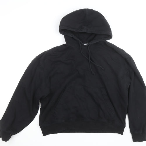 Weekday Men's Black Pullover Hoodie Size L Regular Fit Fleece Cotton Blend
