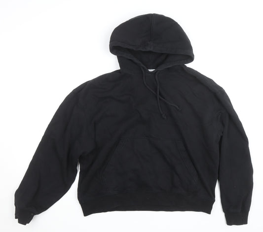 Weekday Men's Black Pullover Hoodie Size L Regular Fit Fleece Cotton Blend