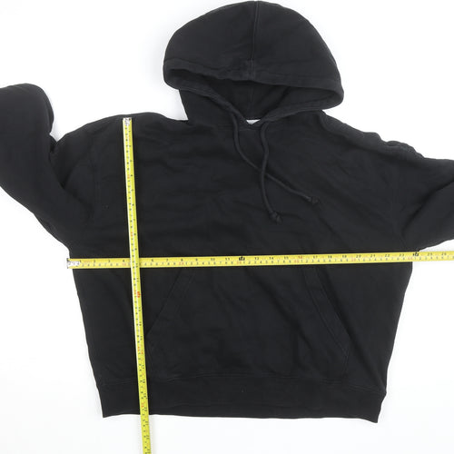 Weekday Men's Black Pullover Hoodie Size L Regular Fit Fleece Cotton Blend