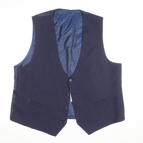 White Label Men's Blue Wool Blend Slim Waistcoat Size 50R