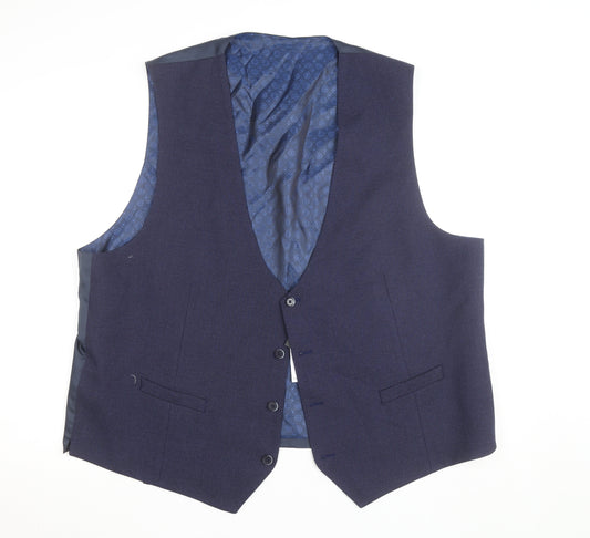 White Label Men's Blue Wool Blend Slim Waistcoat Size 50R