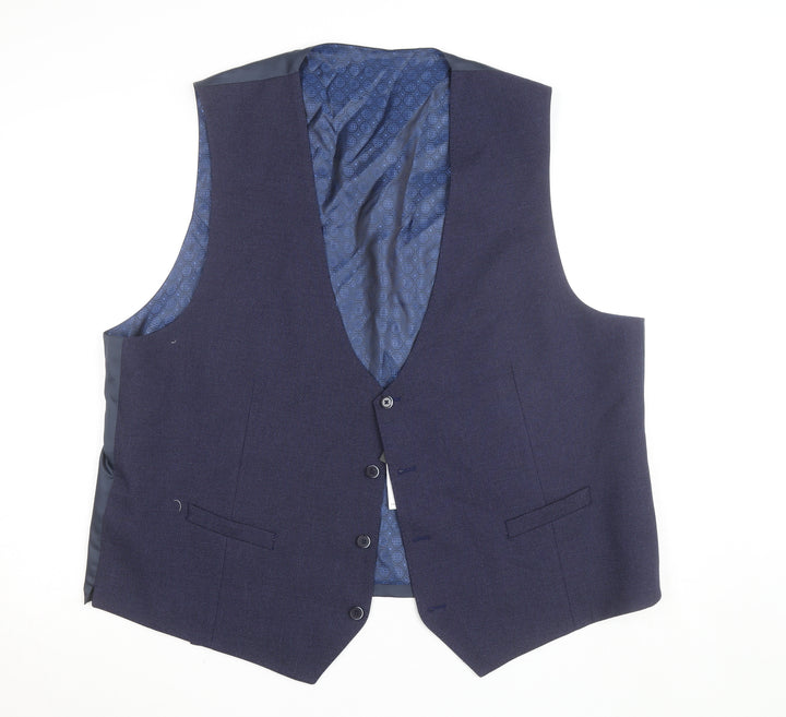 White Label Men's Blue Wool Blend Slim Waistcoat Size 50R