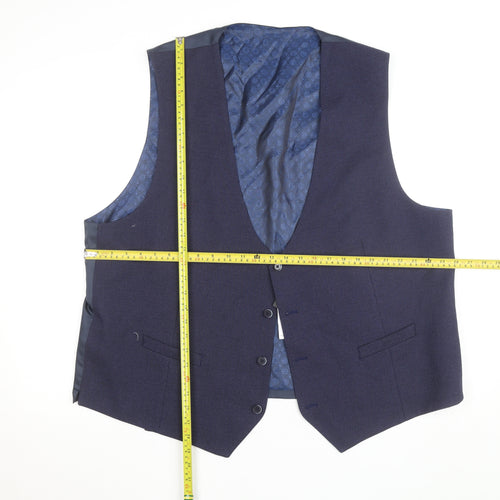 White Label Men's Blue Wool Blend Slim Waistcoat Size 50R