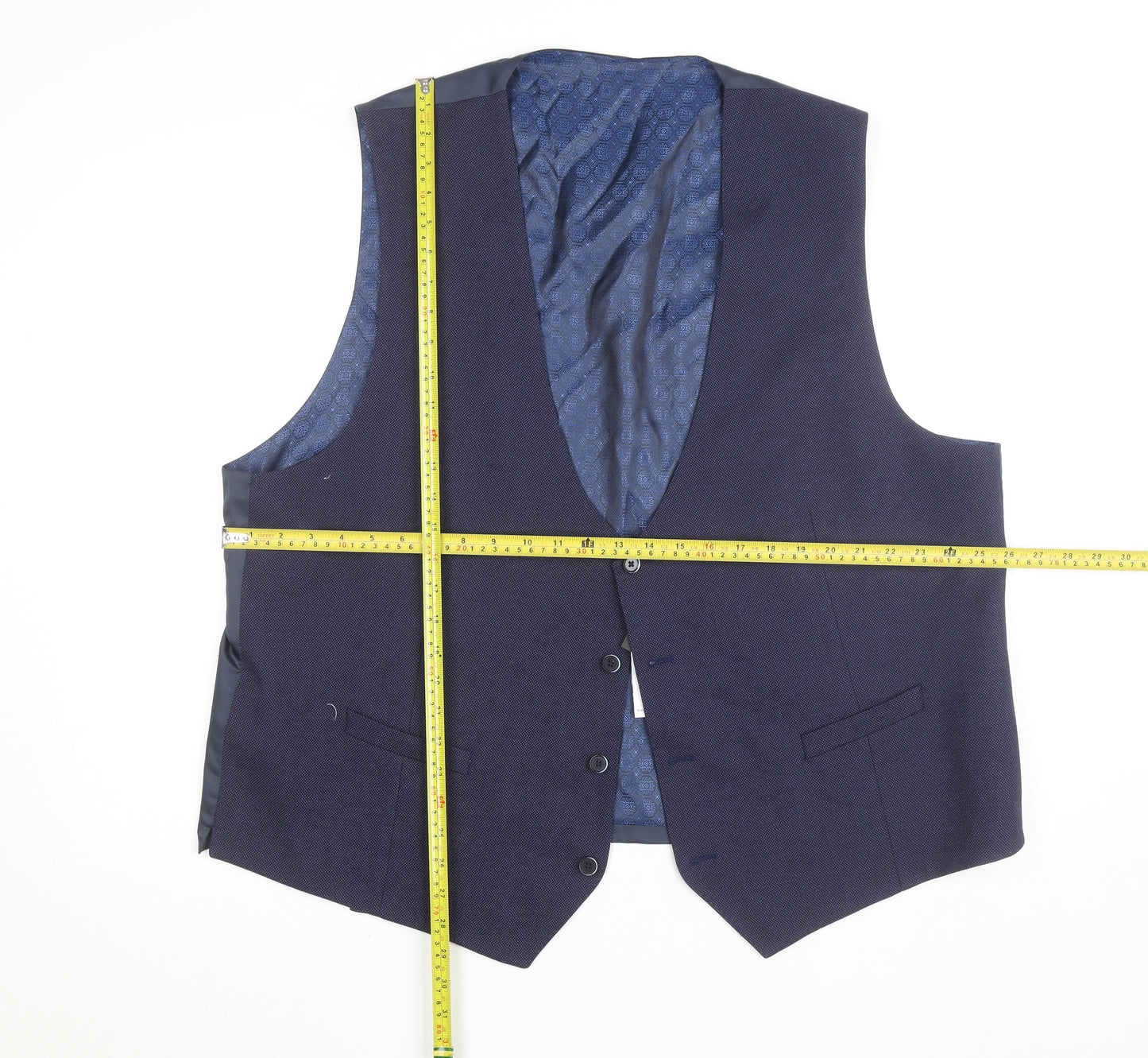 White Label Men's Blue Wool Blend Slim Waistcoat Size 50R