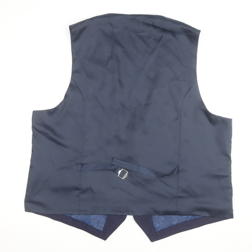 White Label Men's Blue Wool Blend Slim Waistcoat Size 50R