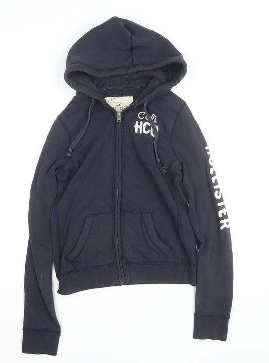 Hollister Men’s Blue Full Zip Hoodie Size M Classic Embroidered Logo