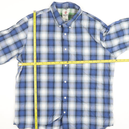 Timberland Men’s Blue Plaid Regular Fit Long Sleeve Cotton Shirt 2XL