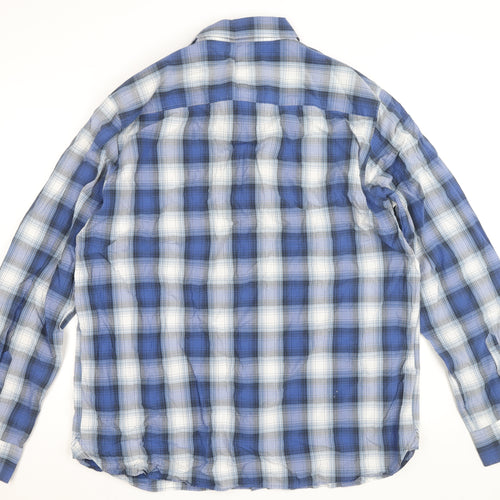 Timberland Men’s Blue Plaid Regular Fit Long Sleeve Cotton Shirt 2XL