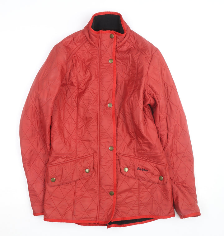 Barbour Women's Red Quilted Mid-Length Jacket Size 10