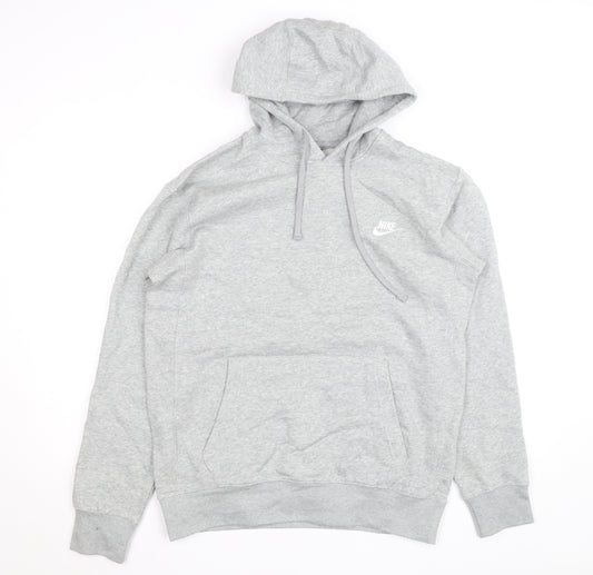 Nike Men's Grey Pullover Hoodie M Regular Fit Fleece Sportswear