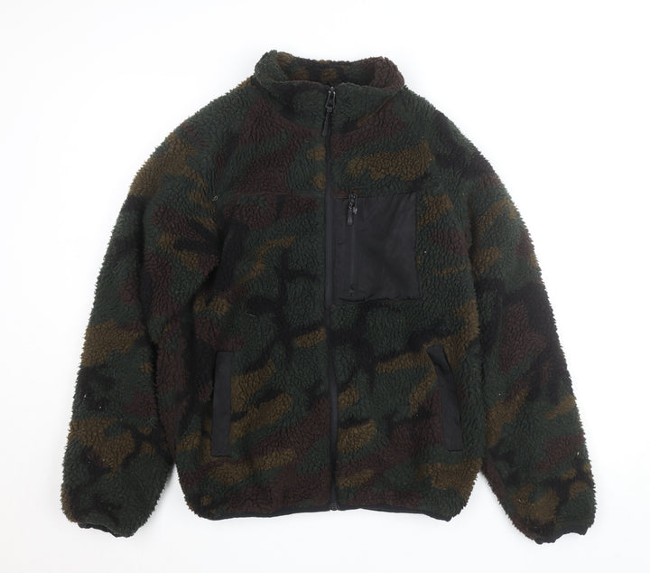Brave Soul Men’s Camouflage Fleece Jacket Size S Full Zip Outdoor Style