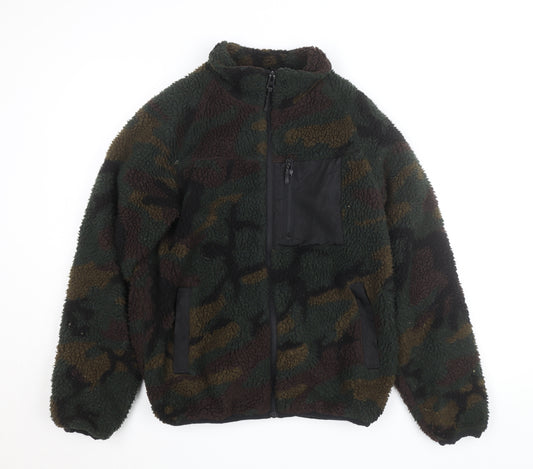 Brave Soul Men’s Camouflage Fleece Jacket Size S Full Zip Outdoor Style
