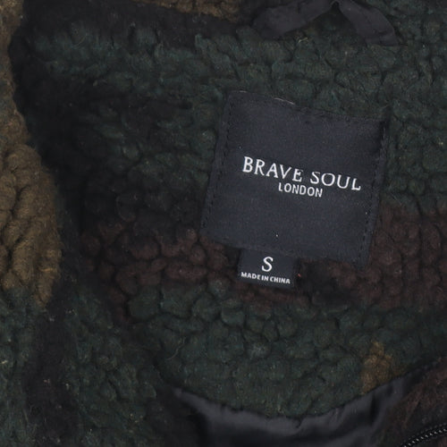 Brave Soul Men’s Camouflage Fleece Jacket Size S Full Zip Outdoor Style