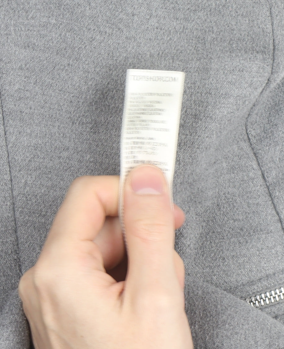 Topshop Women Grey Long Wool Blend Coat UK 12 Lined Zip Detail