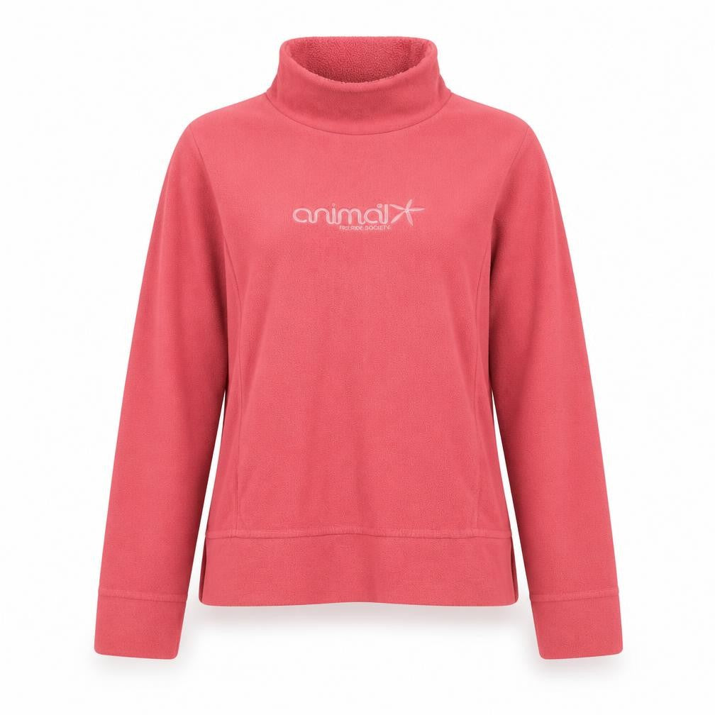 Front view of Animal women’s pink fleece active jacket, size UK 10, lightweight pullover