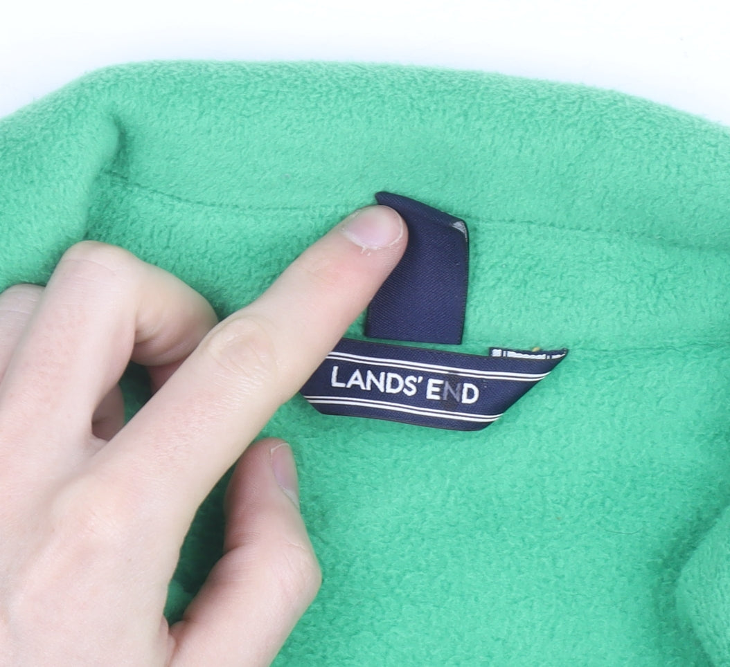 Lands' End Women’s Green Fleece Cardigan Blazer Petite S